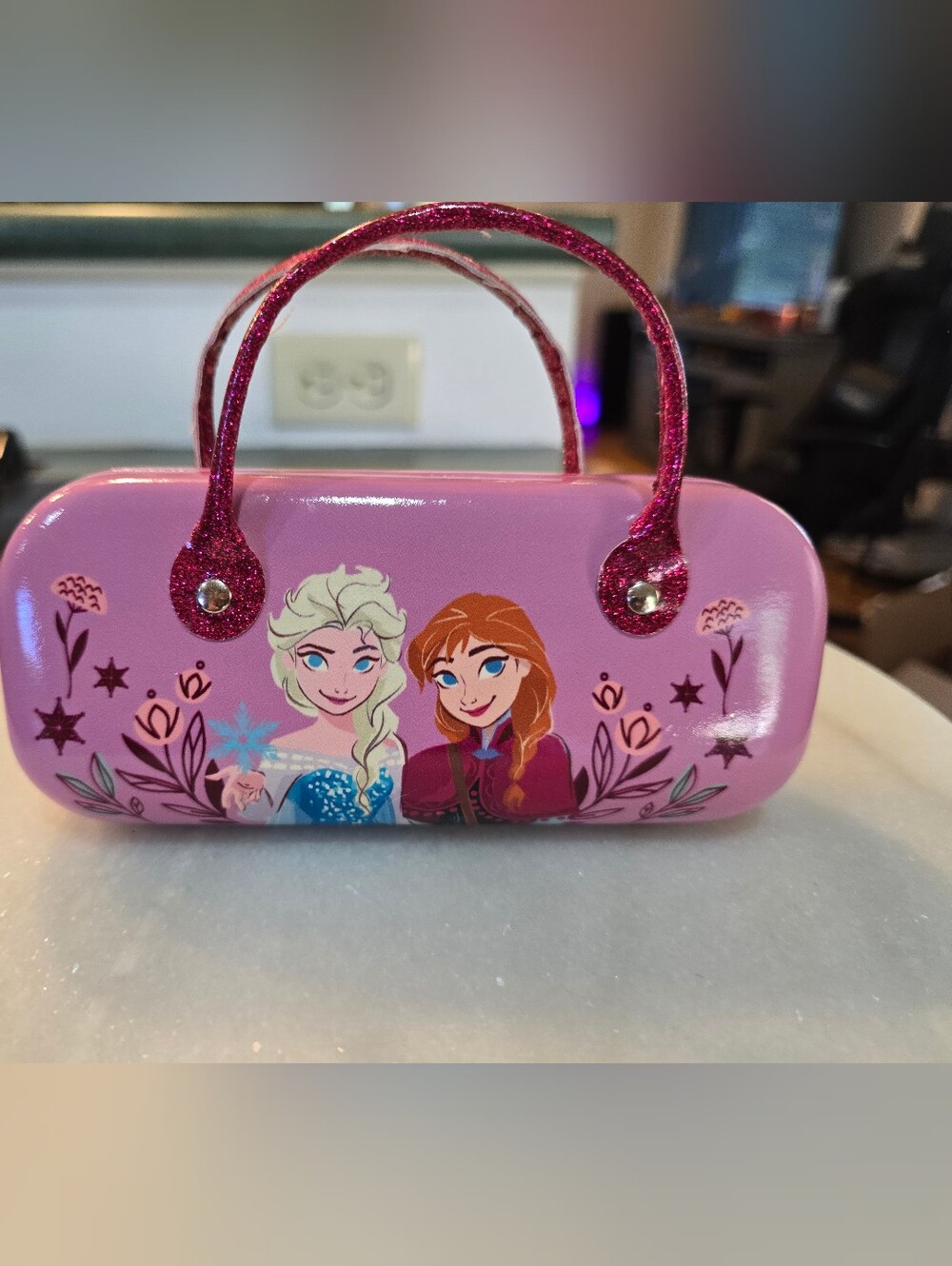 Girls Pink Glitter Handle Disney Character Sunglasses Case